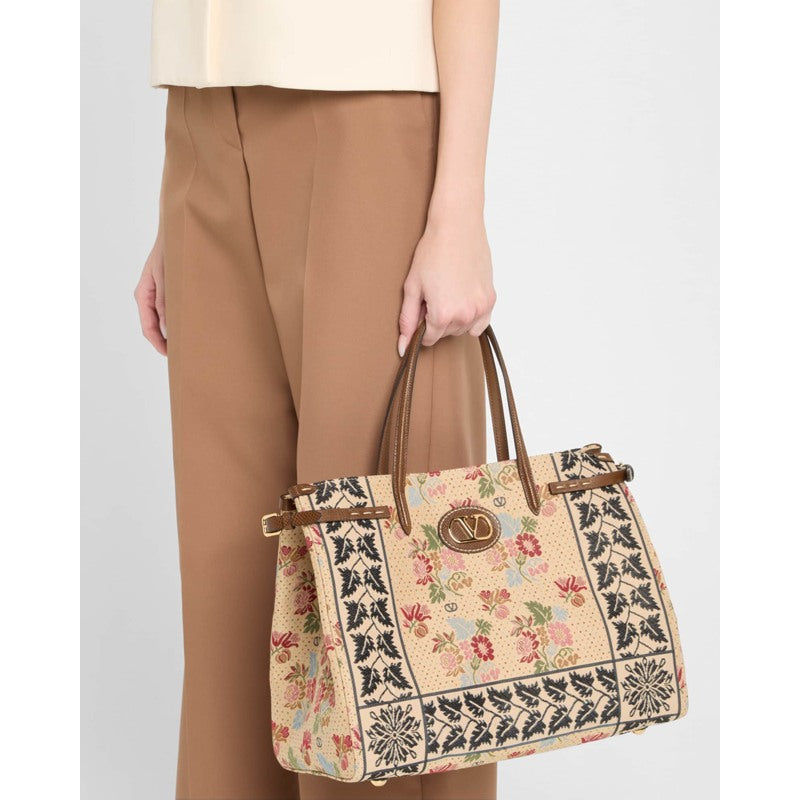 Bolsa Shopper Antibes Medium FlowerLeaves Jacquard
