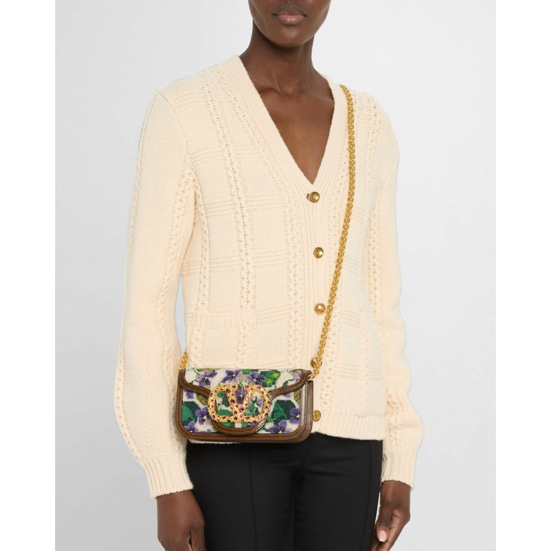 Bolsa Shoulder Loco Embroidered Small with Jewel Logo
