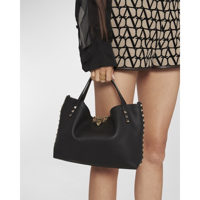 Bolsa Shopper Rockstud Calfskin Small