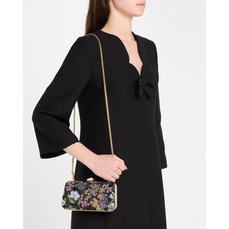Bolsa Clutch Carry Secrets Flower Embellished Minaudiere