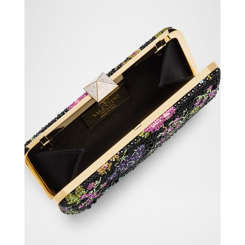 Bolsa Clutch Carry Secrets Flower Embellished Minaudiere