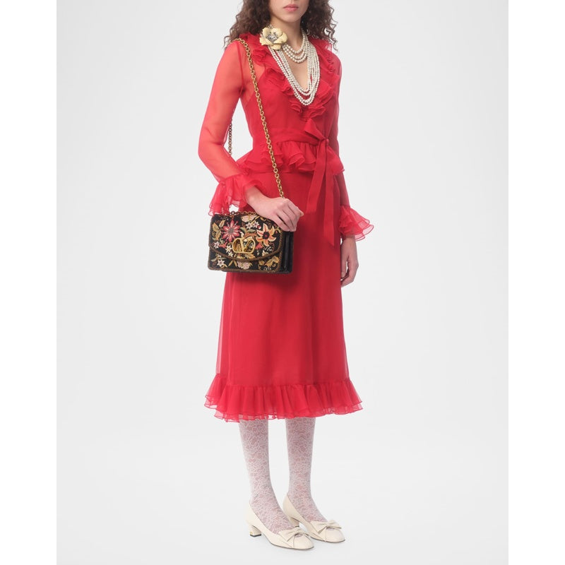 Bolsa Shoulder Vain Brocade Silk Chain