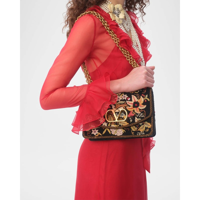 Bolsa Shoulder Vain Brocade Silk Chain