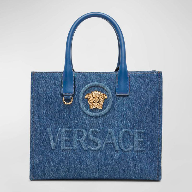 Bolsa Shopper La Medusa Small Denim - Mercado de Luxo - O Maior E-Commerce de Bens, Produtos e Serviços de Luxo do Brasil.