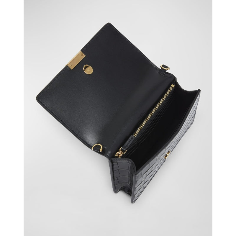 Bolsa Wallet Greca Goddess Croc-Embossed on Chain