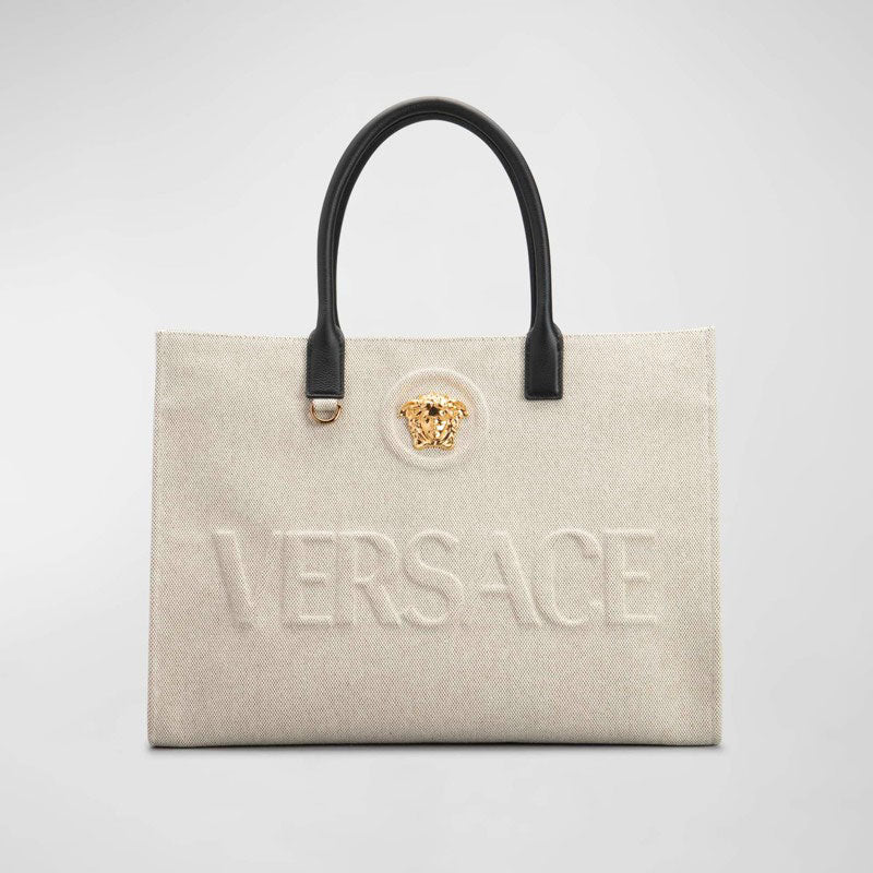 Bolsa Shopper La Medusa Logo Canvas - Mercado de Luxo - O Maior E-Commerce de Bens, Produtos e Serviços de Luxo do Brasil.
