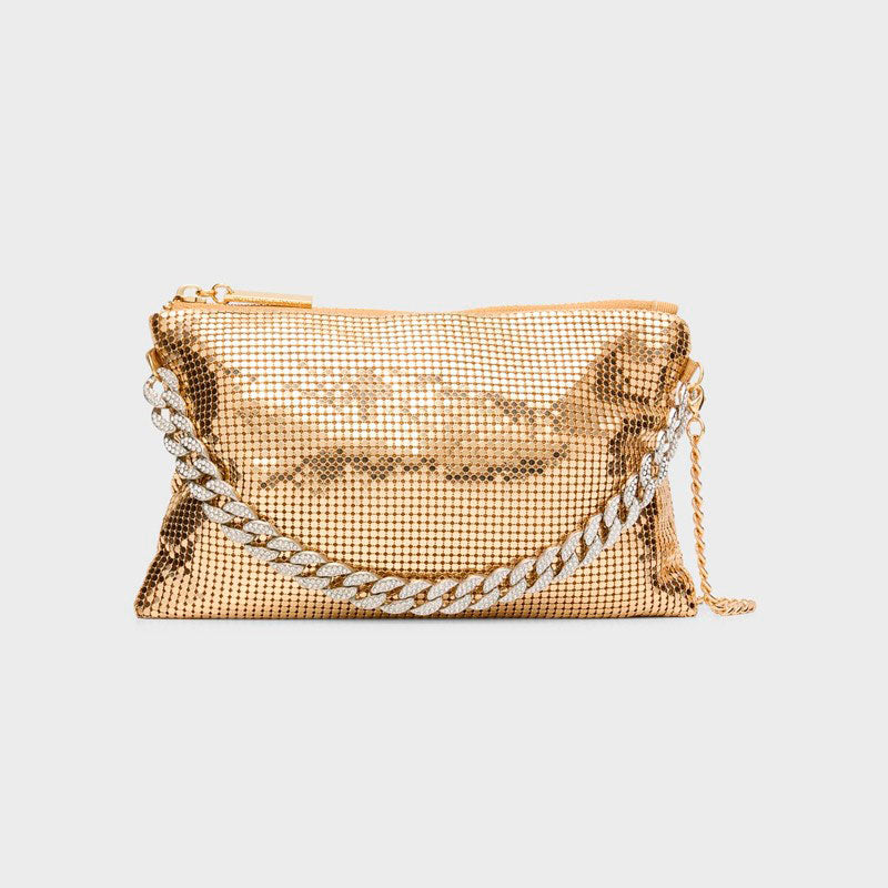 Bolsa Crossbody Zia Metallic Chain - Mercado de Luxo - O Maior E-Commerce de Bens, Produtos e Serviços de Luxo do Brasil.