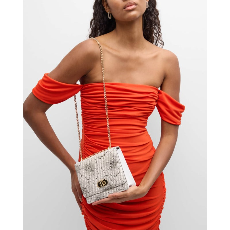 Bolsa Clutch Mesh Floral Suede