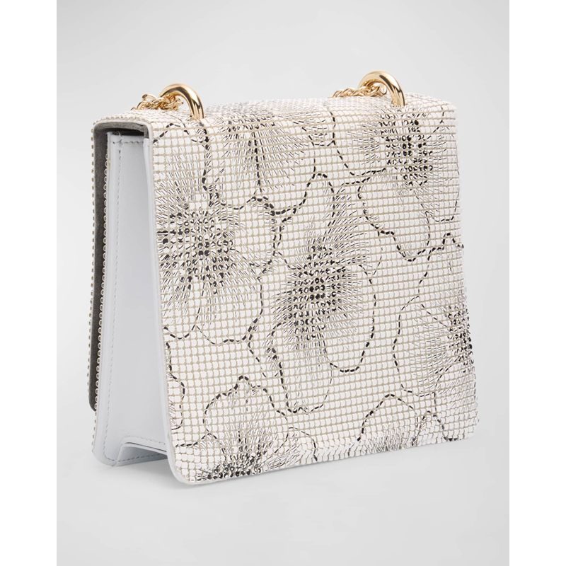 Bolsa Clutch Mesh Floral Suede