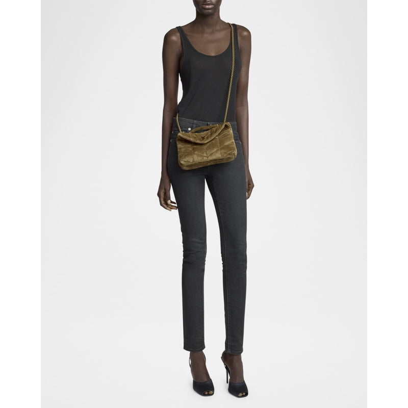 Bolsa Crossbody Lou Puffer Toy YSL in Quilted Suede