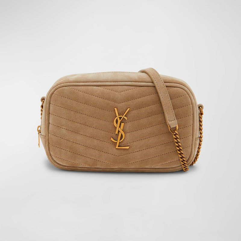 Bolsa Crossbody Lou Mini YSL Camera in Quilted Suede - Mercado de Luxo - O Maior E-Commerce de Bens, Produtos e Serviços de Luxo do Brasil.