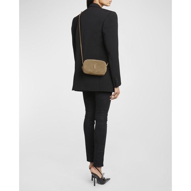 Bolsa Crossbody Lou Mini YSL Camera in Quilted Suede