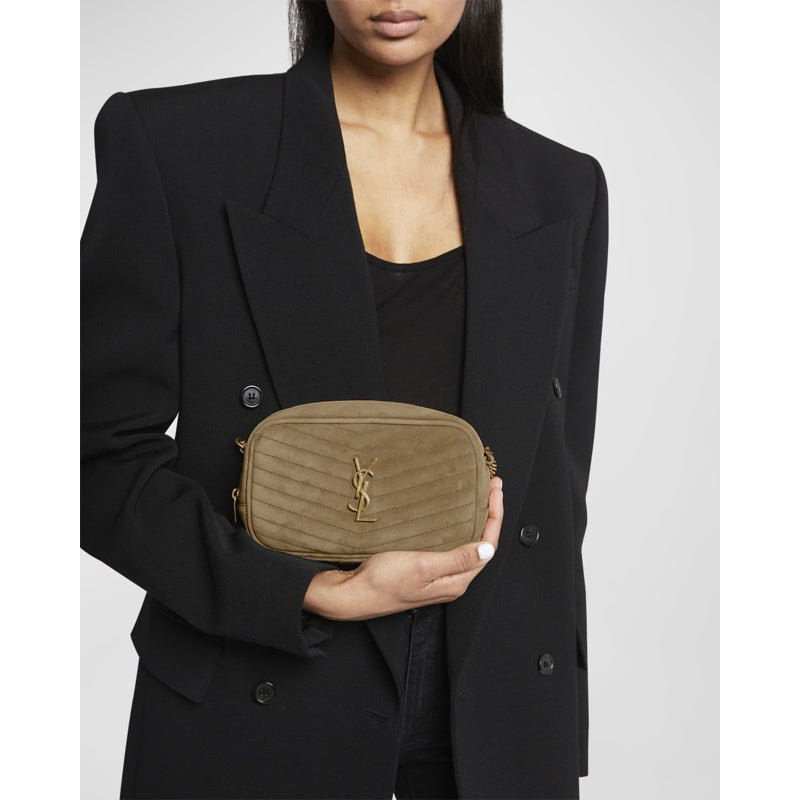 Bolsa Crossbody Lou Mini YSL Camera in Quilted Suede