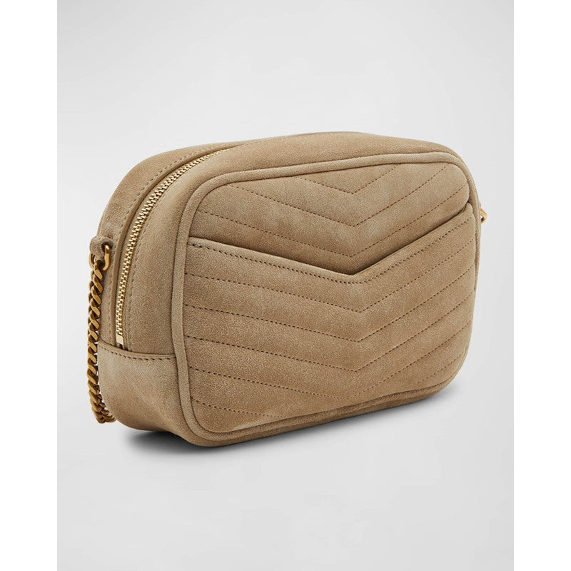 Bolsa Crossbody Lou Mini YSL Camera in Quilted Suede