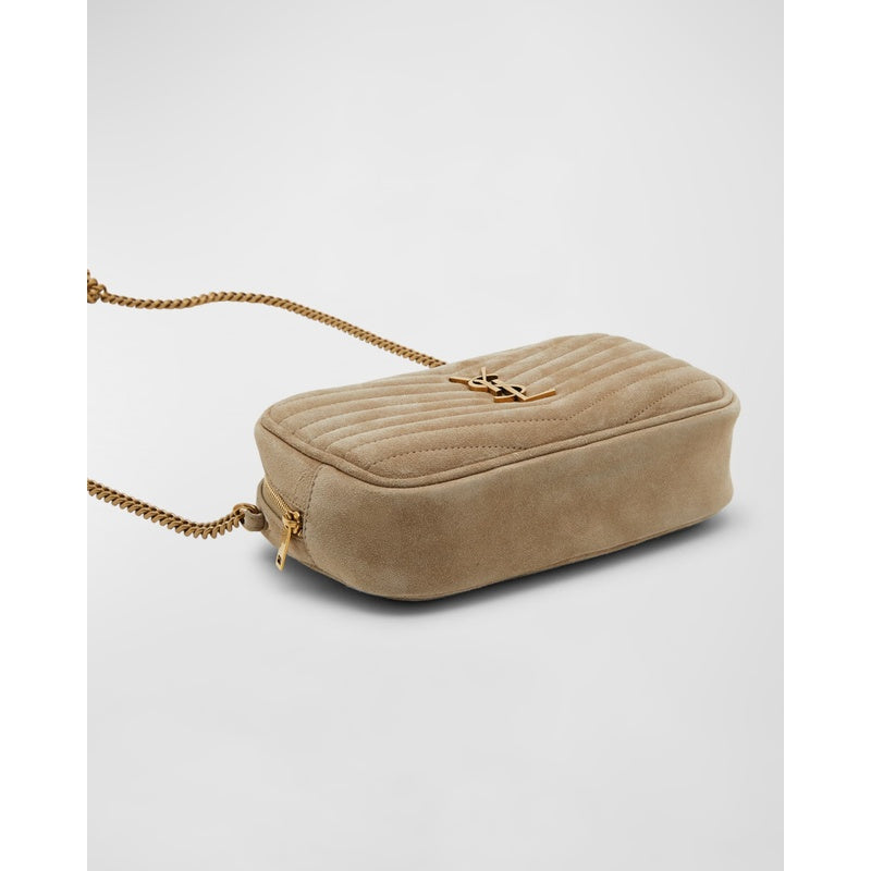 Bolsa Crossbody Lou Mini YSL Camera in Quilted Suede