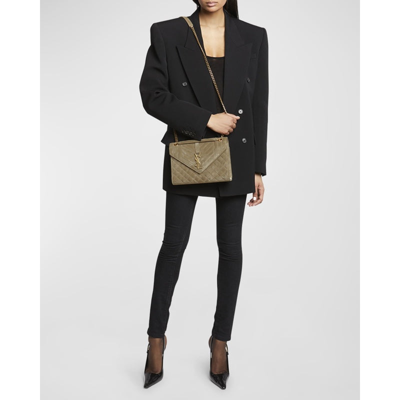 Bolsa Shoulder Envelope Triquilt Medium YSL in Suede