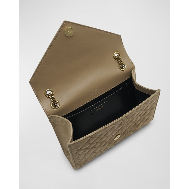 Bolsa Shoulder Envelope Triquilt Medium YSL in Suede