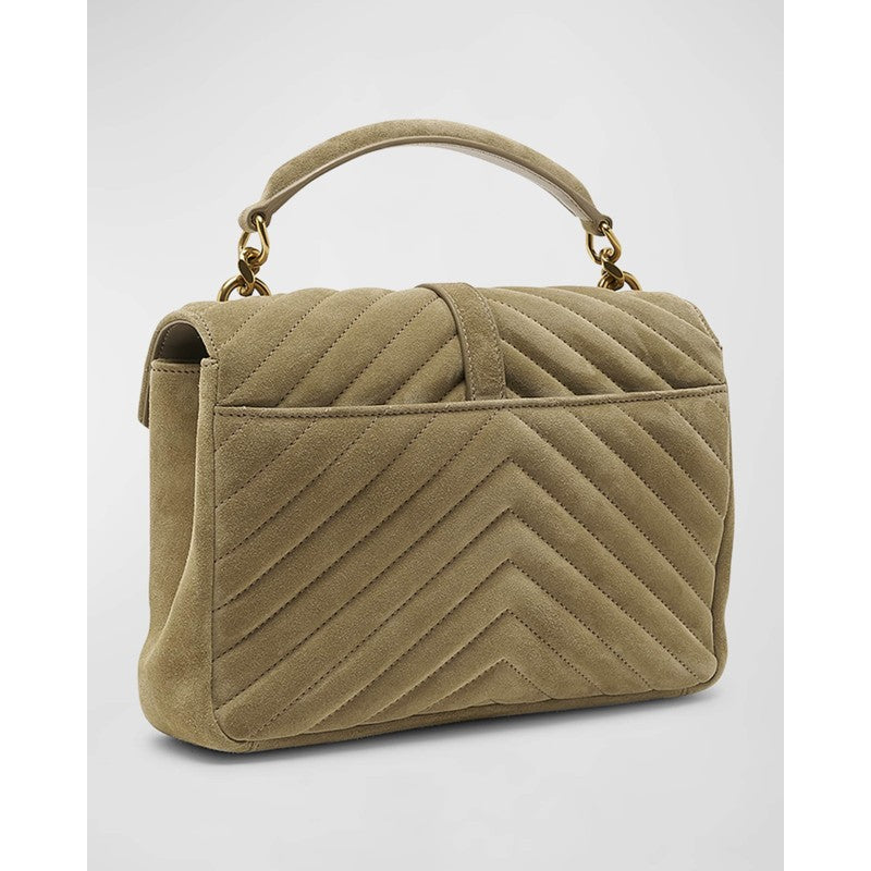 Bolsa Shoulder College Medium Flap YSL in Quilted Suede