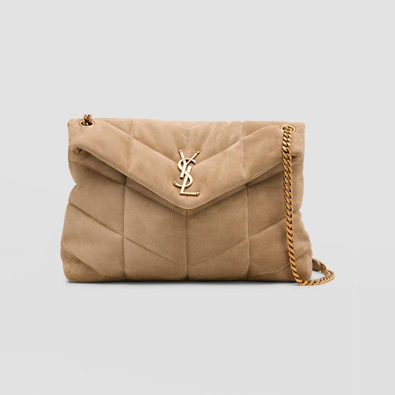 Bolsa Shoulder Lou Puffer Medium YSL in Quilted Suede - Mercado de Luxo - O Maior E-Commerce de Bens, Produtos e Serviços de Luxo do Brasil.