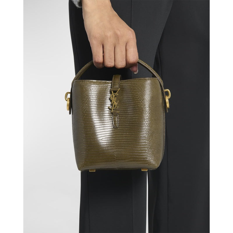 Bolsa Bucket Le 37 Mini YSL in Lizard