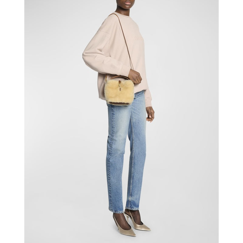 Bolsa Bucket Le 37 Mini YSL in Lamb Shearling Fur