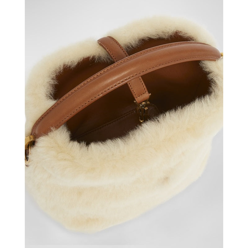 Bolsa Bucket Le 37 Mini YSL in Lamb Shearling Fur