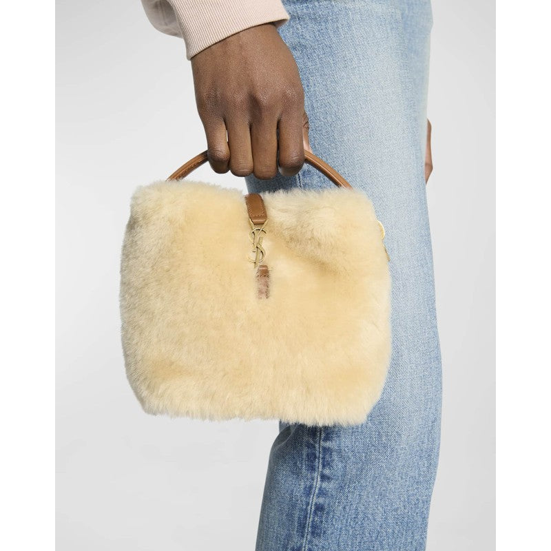 Bolsa Bucket Le 37 Mini YSL in Lamb Shearling Fur