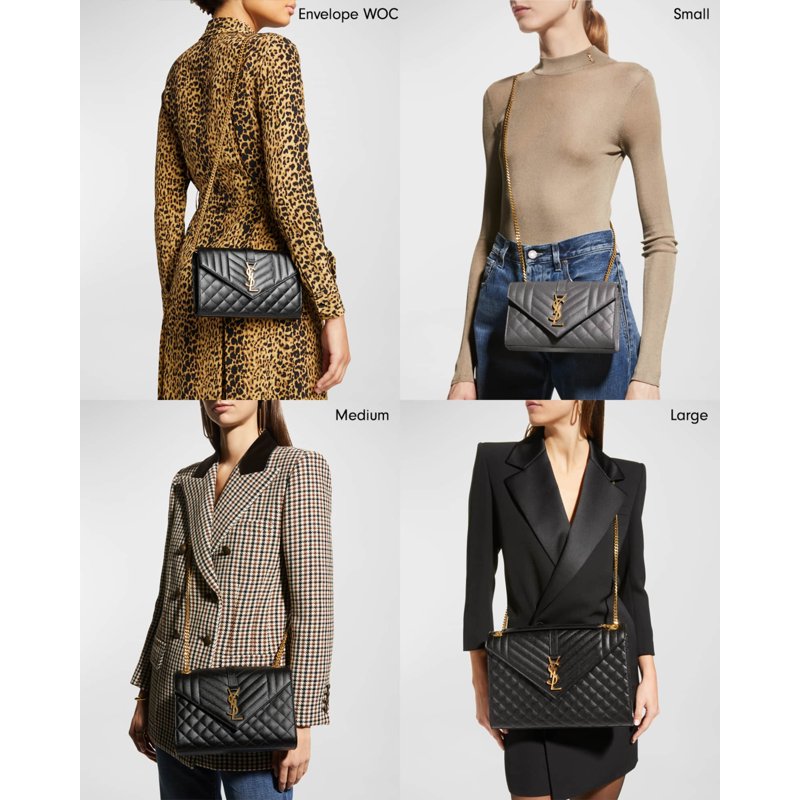 Bolsa Clutch YSL Monogram Small on Chain in Grained