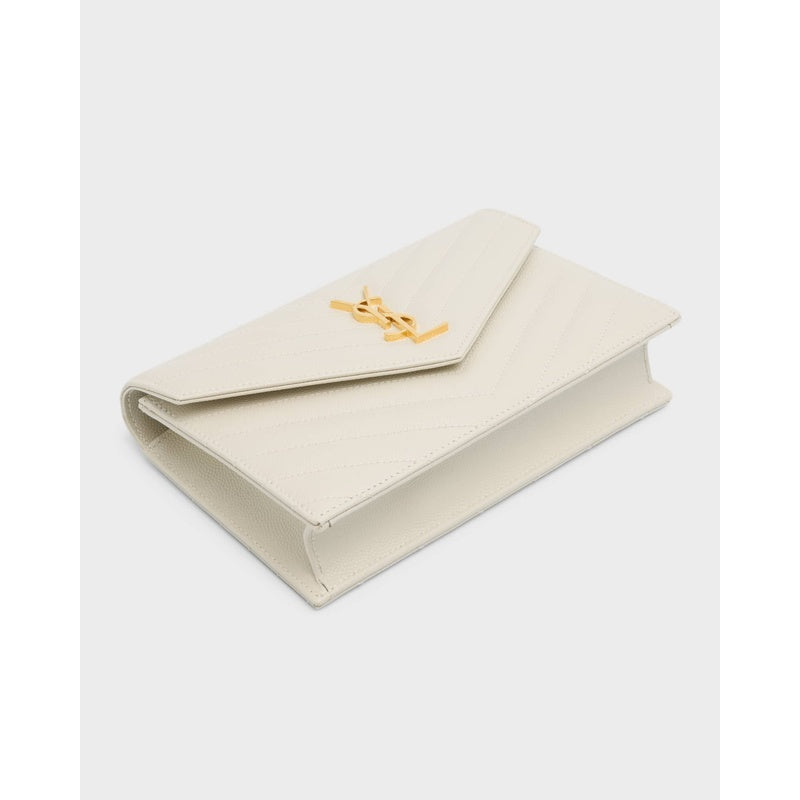 Bolsa Clutch YSL Monogram Small on Chain in Grained