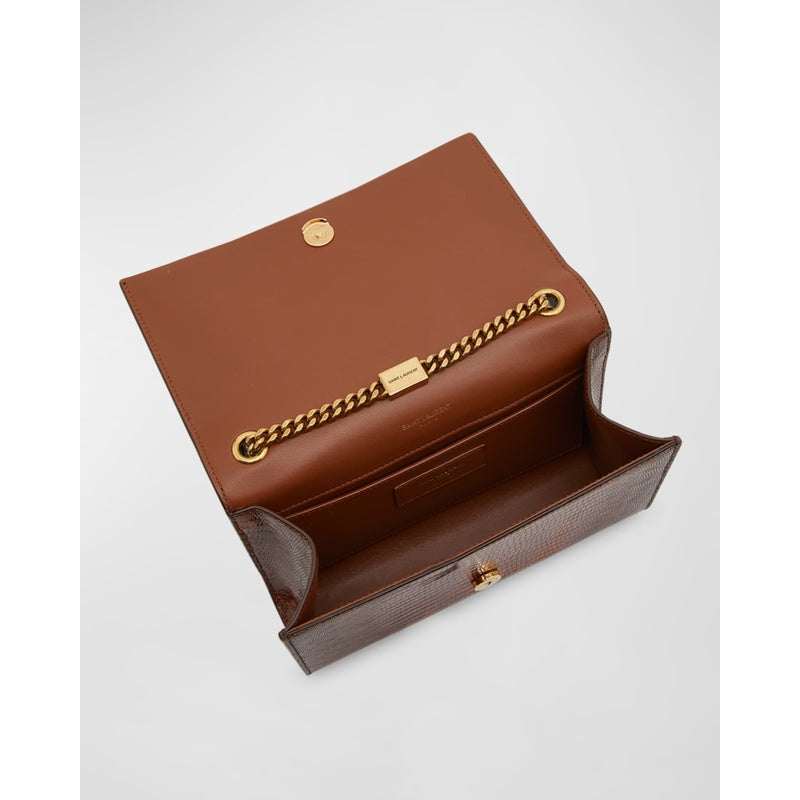 Bolsa Crossbody Kate Small Tassel YSL on Chain in Lizard-Embossed