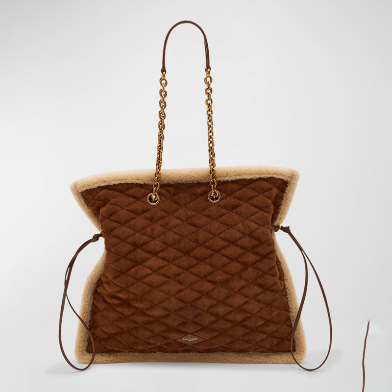 Bolsa Shopper Le Pochon in Suede and Shearling - Mercado de Luxo - O Maior E-Commerce de Bens, Produtos e Serviços de Luxo do Brasil.