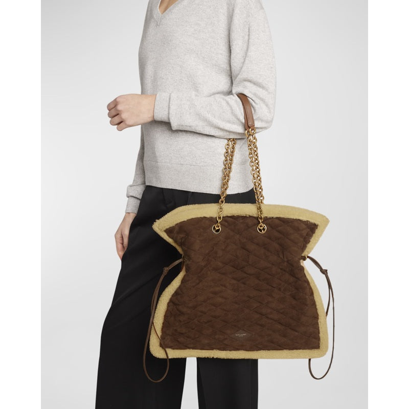 Bolsa Shopper Le Pochon in Suede and Shearling