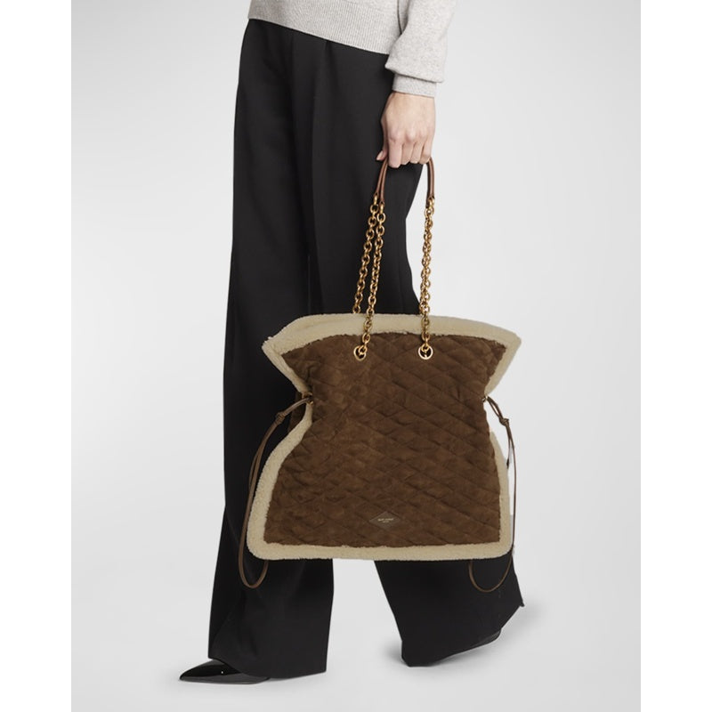 Bolsa Shopper Le Pochon in Suede and Shearling