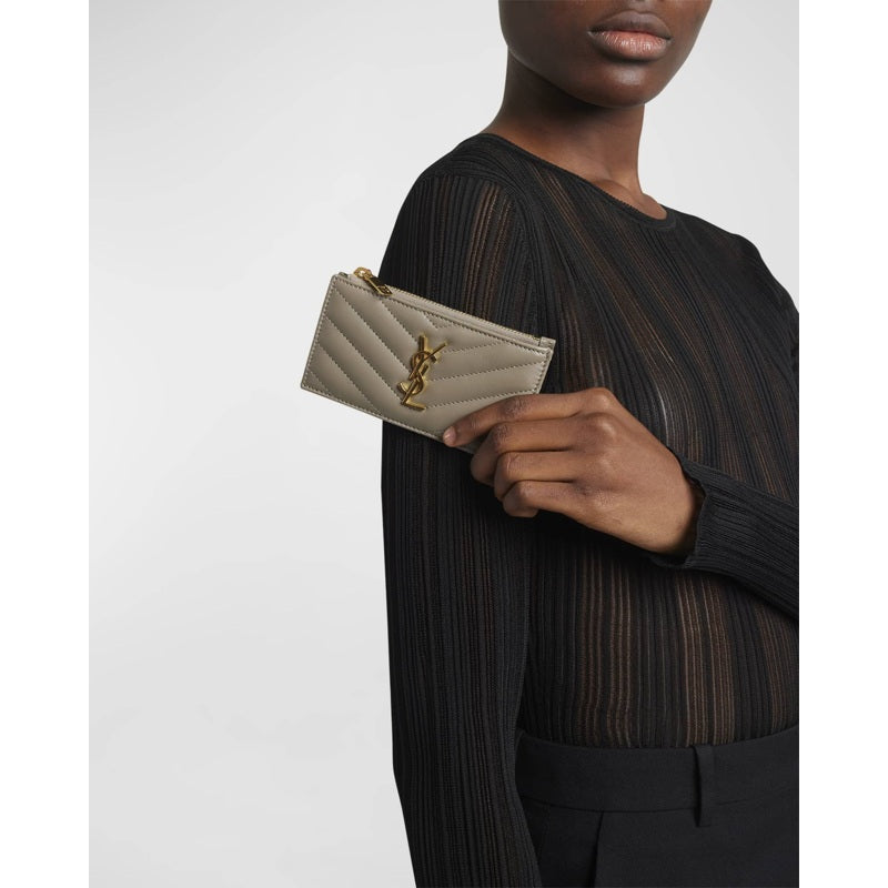 Bolsa Wallet Small YSL Zip in Quilted