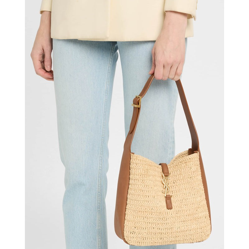 Bolsa Beach Le 5 A 7 Small YSL in Raffia and