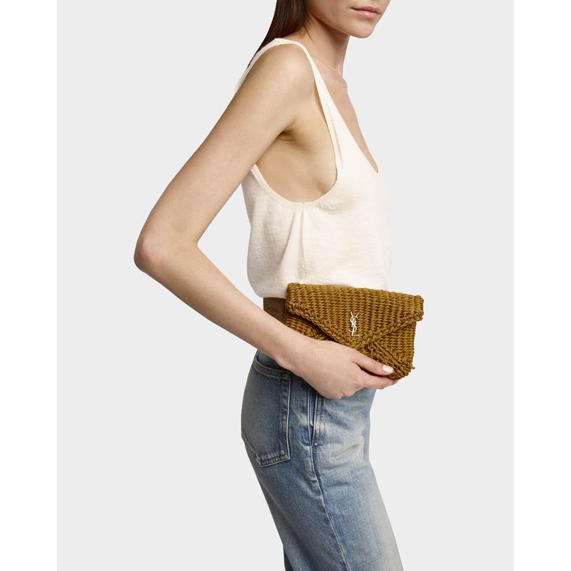 Bolsa Beach Cassandre Small YSL  in Raffia