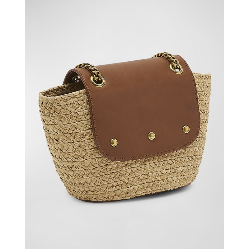 Bolsa Shopper Panier Mini YSL Flap Basket in Raffia