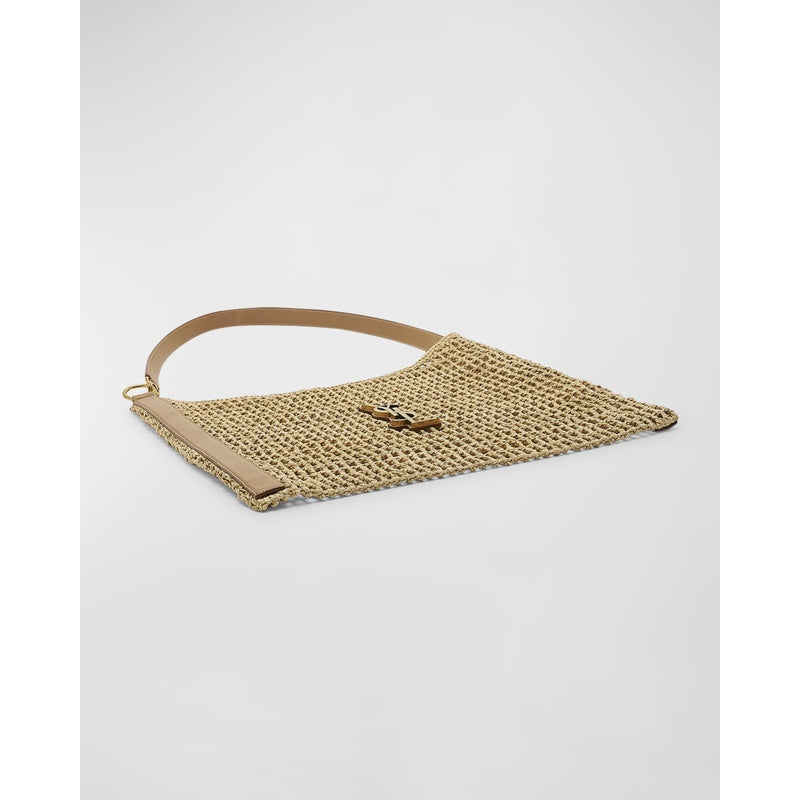 Bolsa Shoulder Oxalis YSL Monogram in Raffia with Bronze Hardware