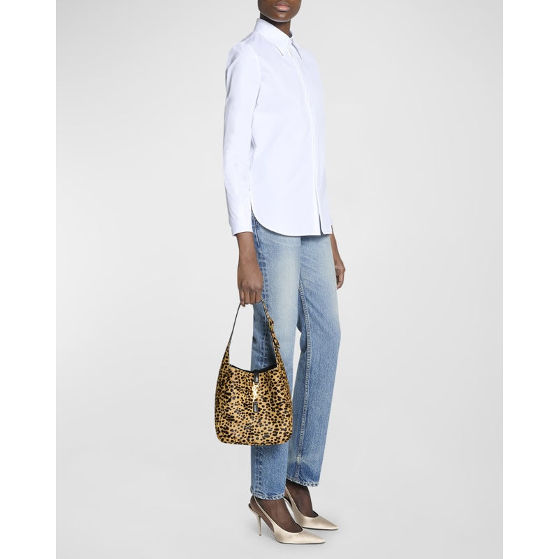 Bolsa Shoulder Le 5 A 7 Small YSL in Leopard-Print Calf Hair