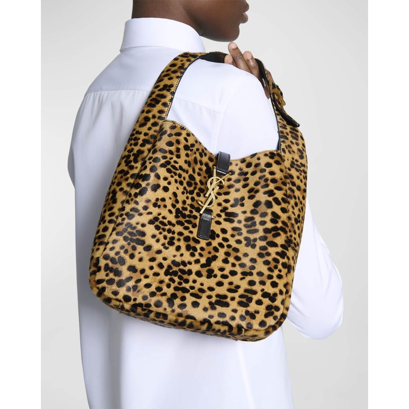 Bolsa Shoulder Le 5 A 7 Small YSL in Leopard-Print Calf Hair