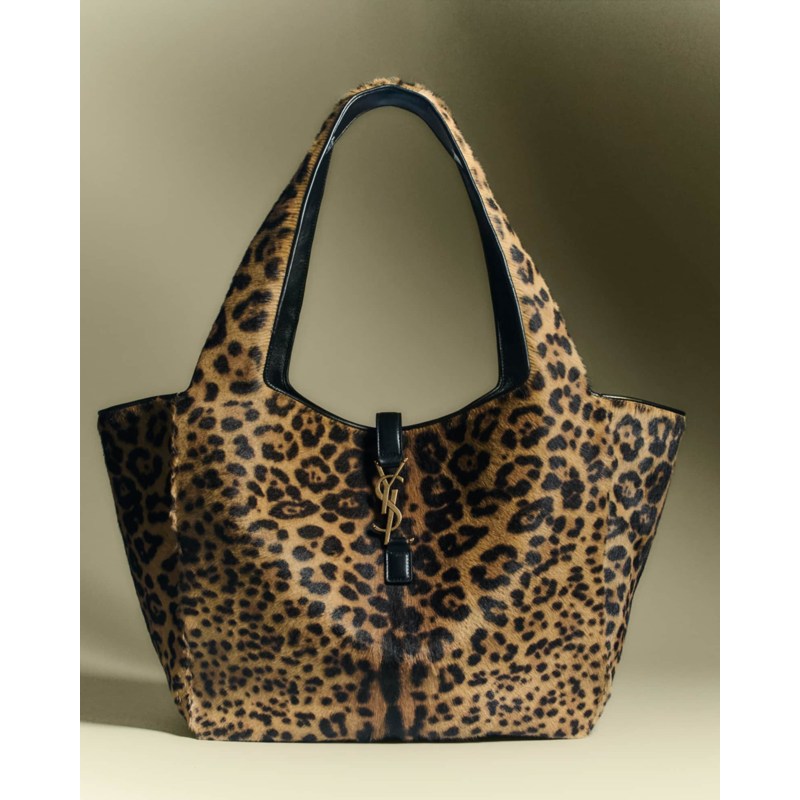 Bolsa Shopper Bea YSL Leopard-Print in Calf Hair and