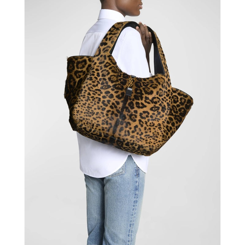 Bolsa Shopper Bea YSL Leopard-Print in Calf Hair and