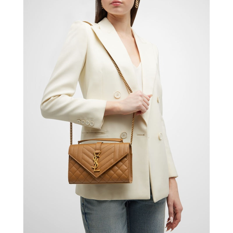 Bolsa Crossbody Envelope Triquilt Small YSL in Grained