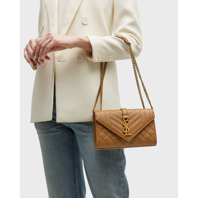 Bolsa Crossbody Envelope Triquilt Small YSL in Grained