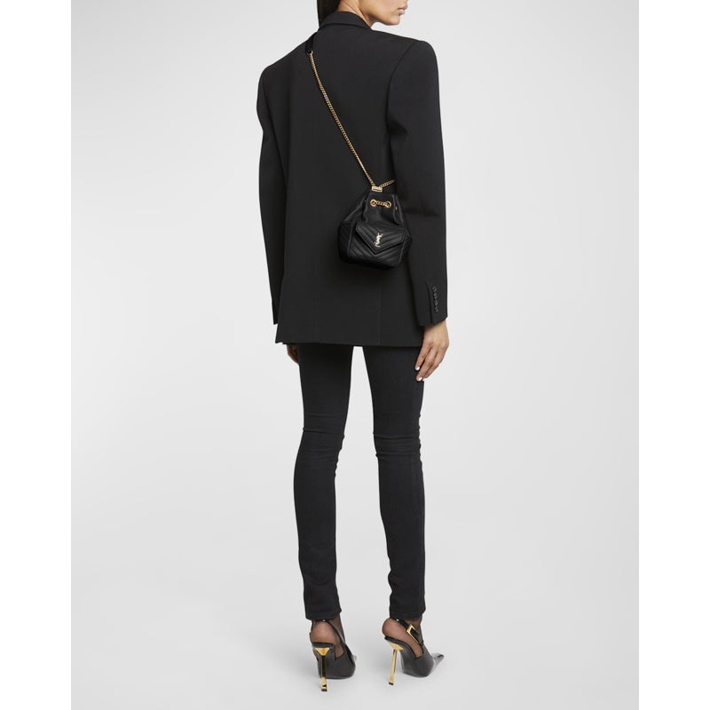 Bolsa Bucket Joe Mini YSL with Adjustable Strap in Smooth