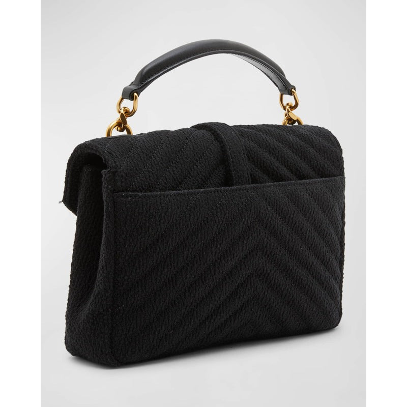 Bolsa Crossbody College Medium Flap YSL in Quilted Tweed
