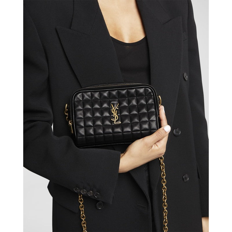 Bolsa Shoulder Cassandre Mini YSL Camera in Quilted Smooth