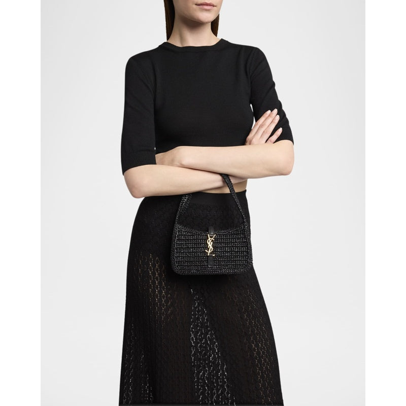 Bolsa Shoulder Le 5 A 7 Mini YSL in Raffia
