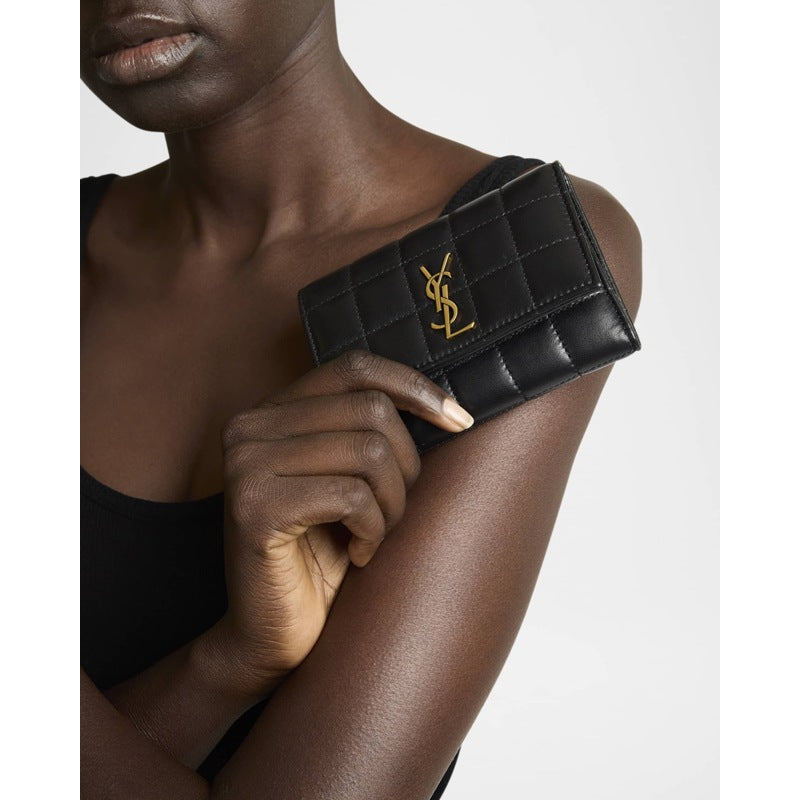Bolsa Wallet YSL Slim Trifold in Quilted
