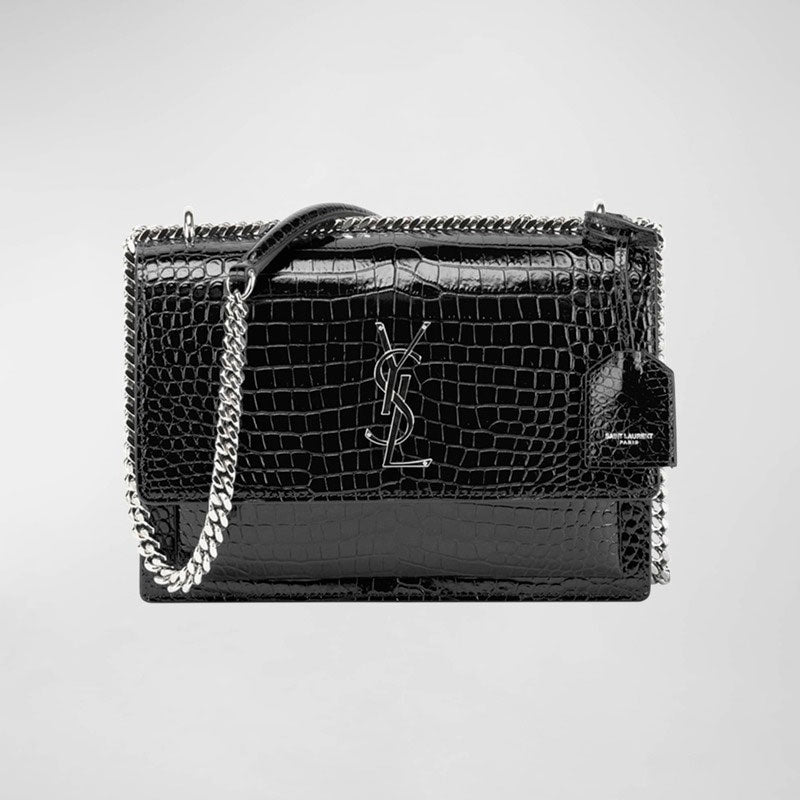Bolsa Crossbody Sunset Medium YSL in Croc-Embossed - Mercado de Luxo - O Maior E-Commerce de Bens, Produtos e Serviços de Luxo do Brasil.